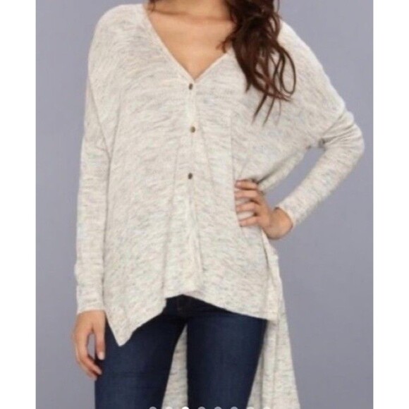Free People Sweaters - Free people TGIF High Low Cardigan Medium M multi color snap 3 button